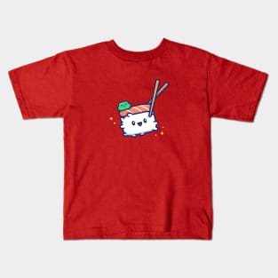 Cute Sushi With Chopstick Cartoon Vector Icon Illustration Kids T-Shirt